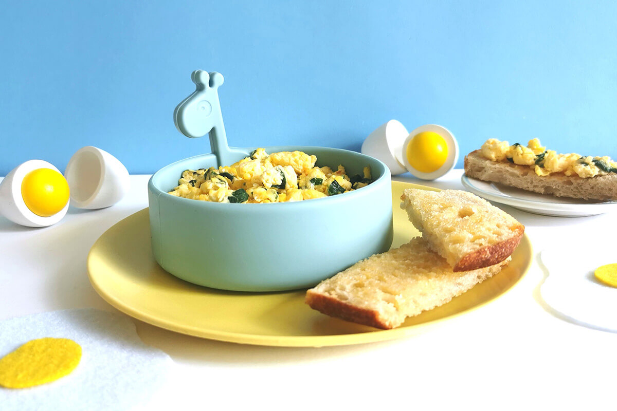 Scrambled Eggs Spinach Baby Led Weaning Recipe Organix